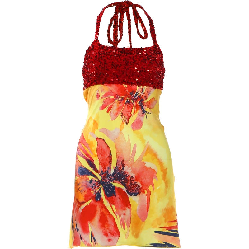 Robe floral à sequin