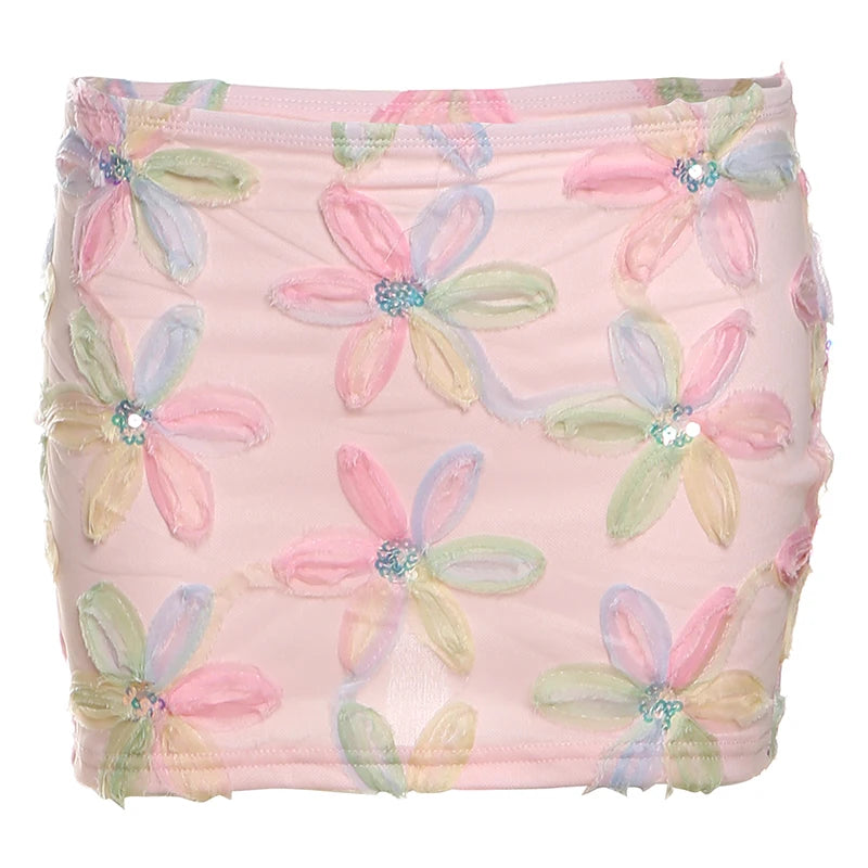 Jupe effet patchwork fleuri